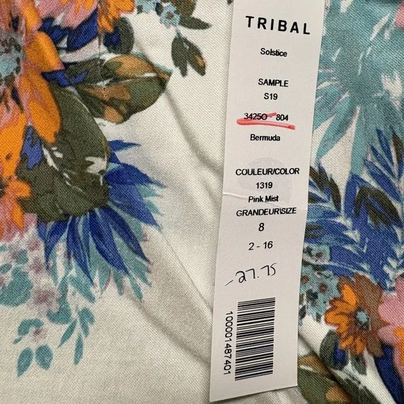Tribal Pink Mist Bermuda Shorts Floral Print Multi Color Made in Canada Sz 8 NWT - Picture 6 of 6
